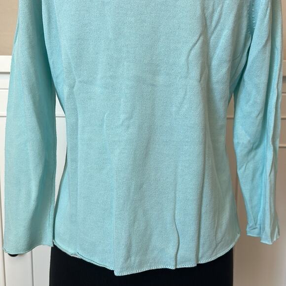Sigrid Olsen Double Layered Sweater Cotton Rayon 3/4 Sleeve Light Blue M Petite - Picture 14 of 15